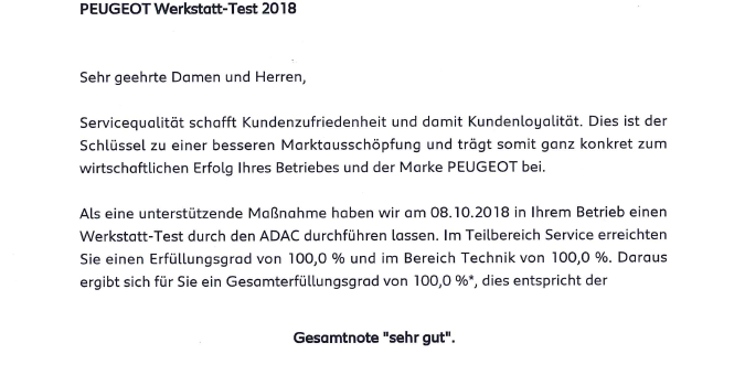 Werkstatttest Peugeot 2018